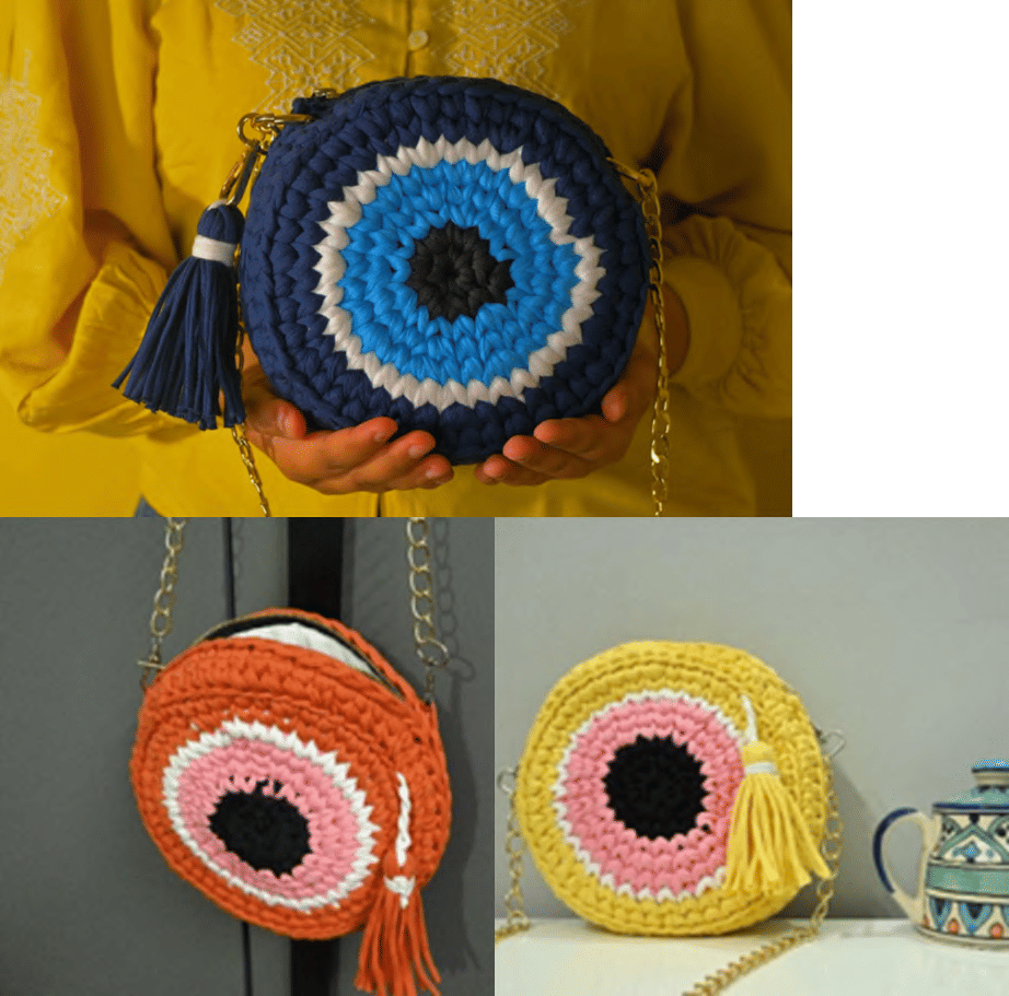 Crochet Evil Eye Round Sling - Eco-Friendly Fashion